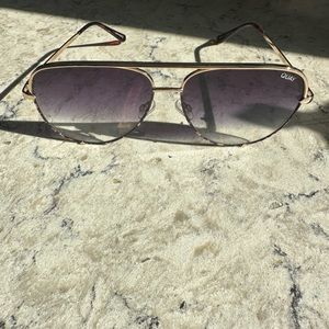 Quay High Key Sunglasses two tone in gold tortoise and fade lenses